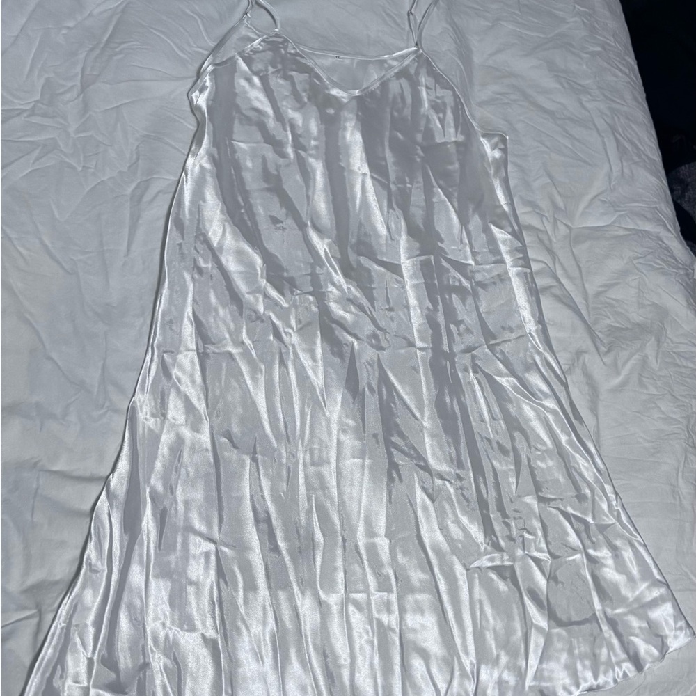 Elegant White Satin Slip Dress /Lounge Dress
